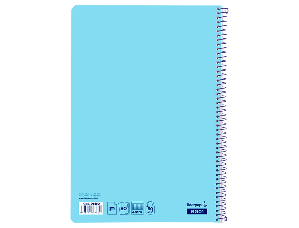 PAPELNOR S L CUADERNO ESPIRAL LIDERPAPEL FOLIO SMART TAPA BLANDA