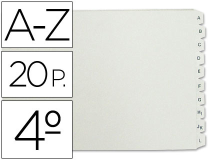 SEPARADOR ALFABETICO MULTIFIN 3003 PLASTICO CUARTO APAISADO 20 PESTAÑAS 215X155 MM