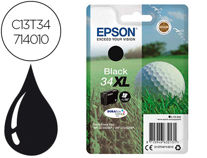 INK-JET EPSON WORK FORCE PRO WF-3720DWF/3725DWF NEGRO 34XL DURABRITE ULTRA INK 1100 PAGINAS