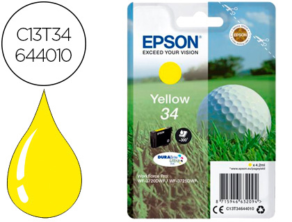 INK-JET EPSON 34 WORKFORCE PRO WF-3720 / WF-3720DWF / WF-3725DWF AMARILLO 300 PAGINAS