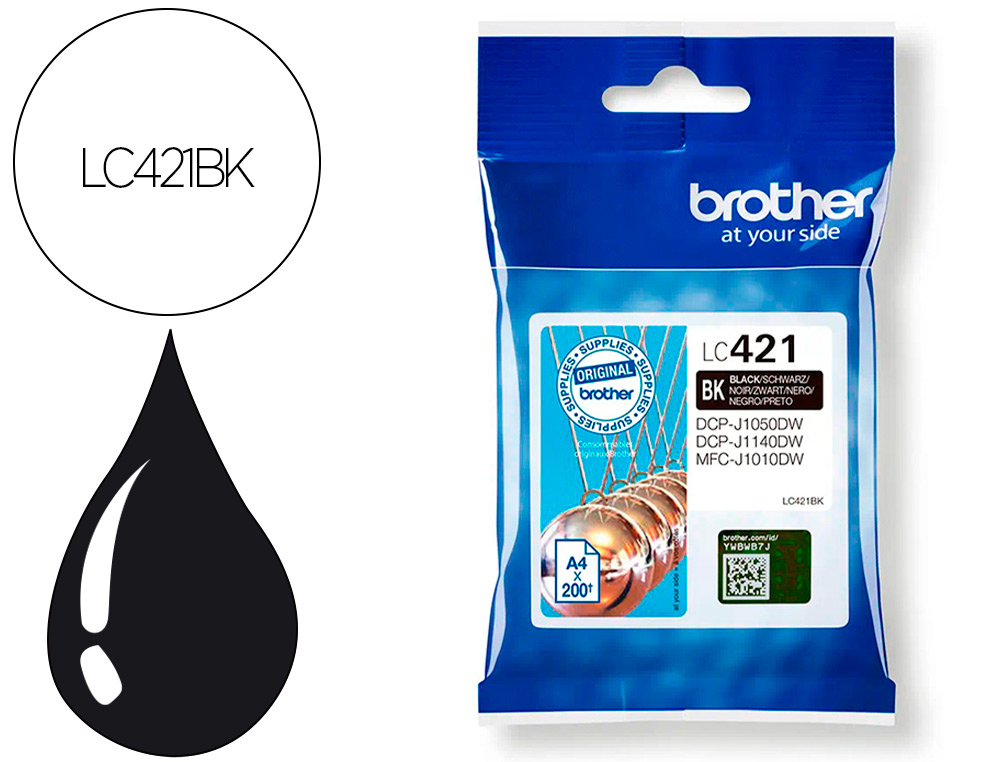 INK-JET BROTHER LC421BK DCP-J1050DW / DCP-J1140DW / MFC-J10 NEGRO 200 PAGINAS