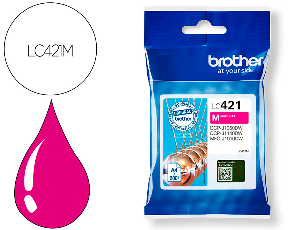 INK-JET BROTHER LC421M DCP-J1050DW / DCP-J1140DW / MFC-J10 MAGENTA 200 PAGINAS