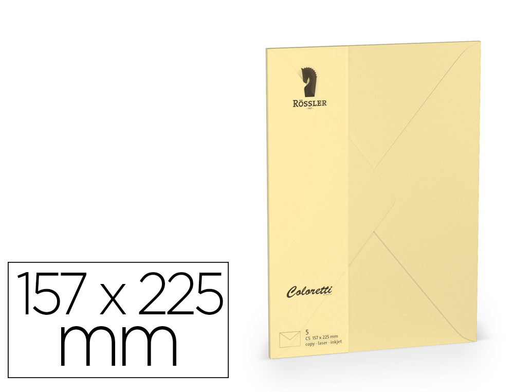 SOBRE ROSSLER COLORETTI C5 COLOR MARRON ARENA 157X225 MM PACK DE 5 UNIDADES