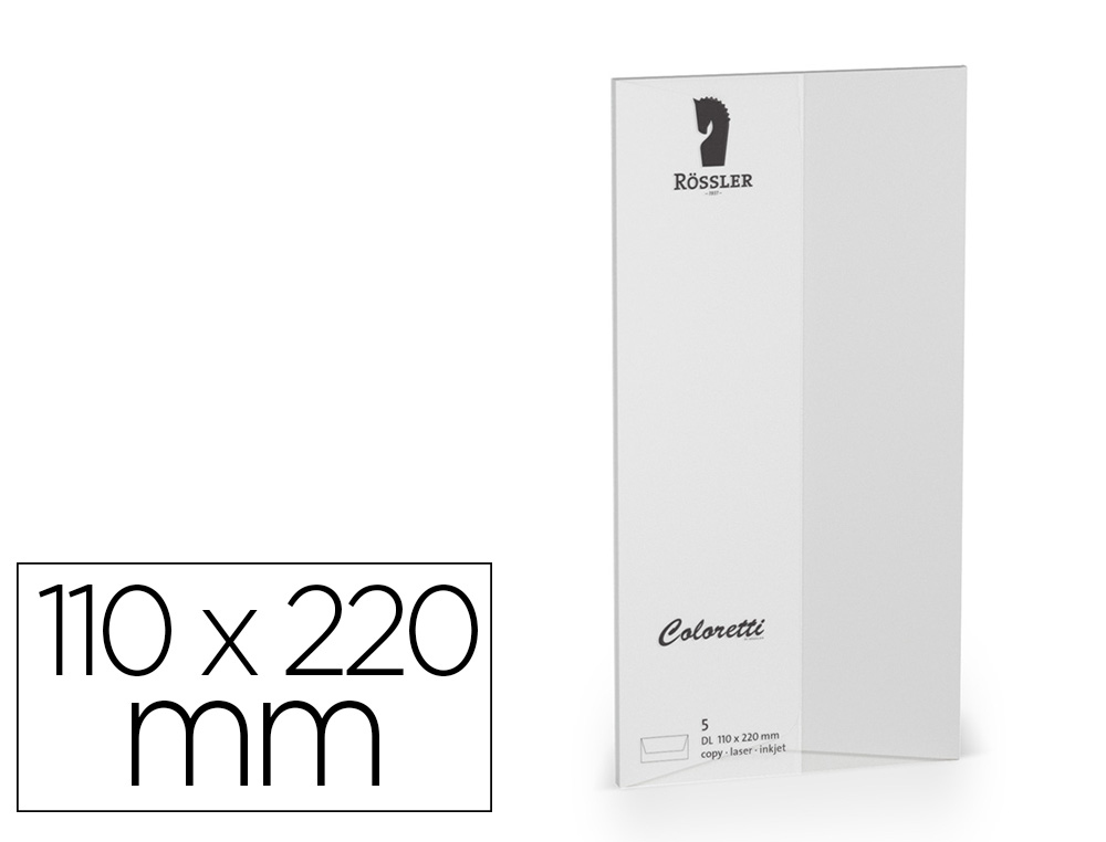 SOBRE ROSSLER COLORETTI DL AMERICANO COLOR GRIS CLARO 110X220 MM PACK DE 5 UNIDADES