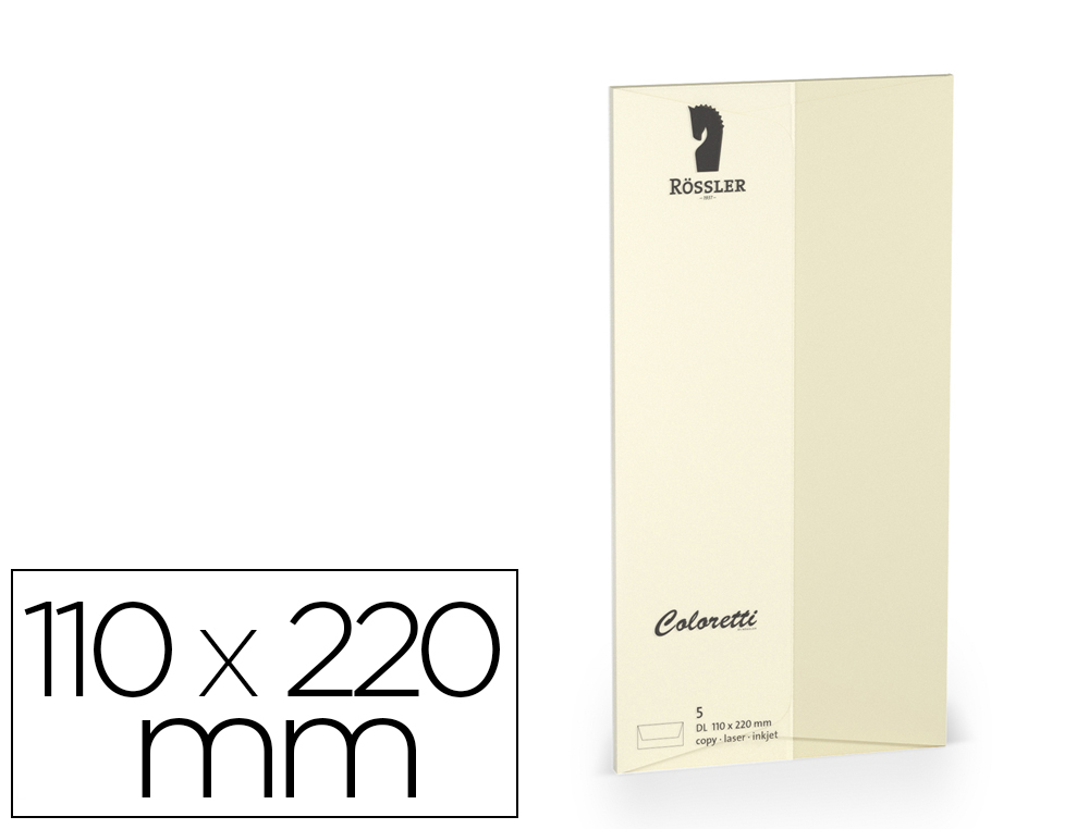 SOBRE ROSSLER COLORETTI DL AMERICANO COLOR MARMOL CREMA 110X220 MM PACK DE 5 UNIDADES
