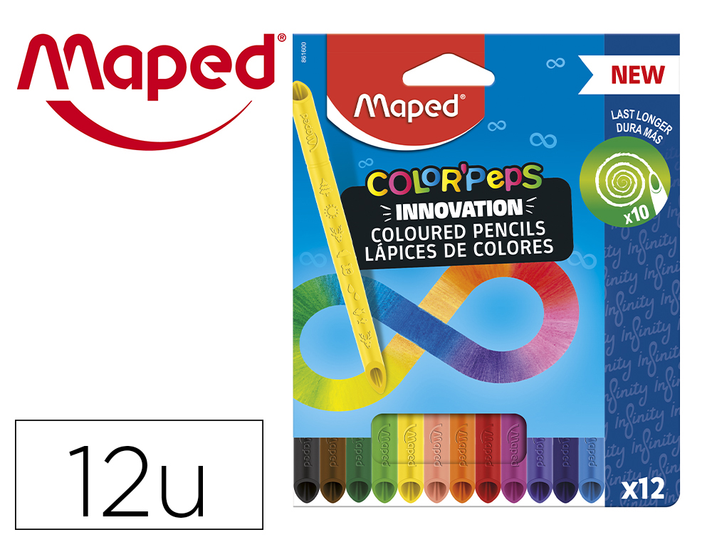 LAPICES DE COLORES MAPED COLOR PEPS INFINITY CAJA DE 12 COLORES SURTIDOS