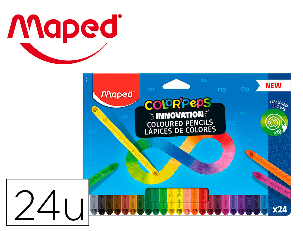 LAPICES DE COLORES MAPED COLOR PEPS INFINITY CAJA DE 24 COLORES SURTIDOS