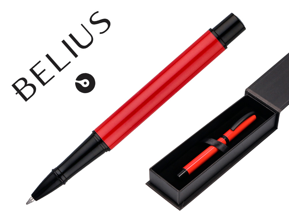 ROLLER BELIUS TURBO ALUMINIO COLOR ROJO Y NEGRO TINTA AZUL CAJA DE DISEO
