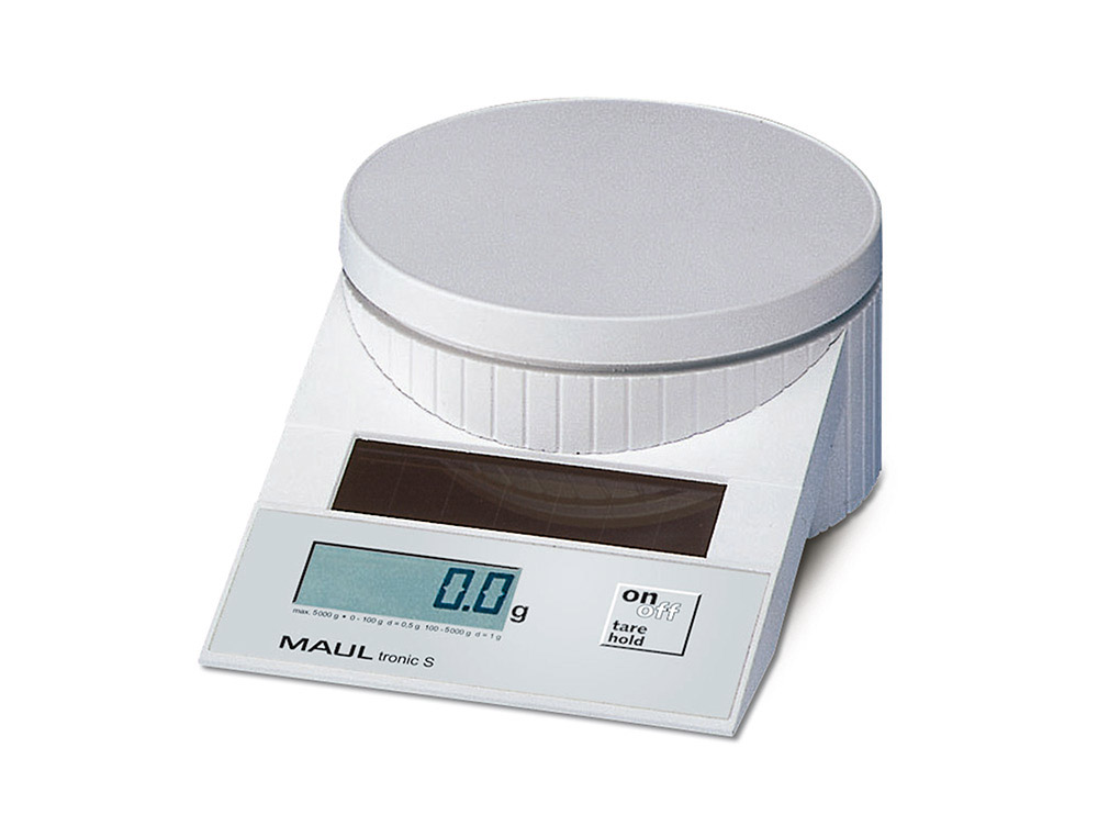 BASCULA DE PRECISION MAUL TRONIC SOLAR 5000 GR APAGADO AUTOMATICO COLOR BLANCO 196X130X65 MM