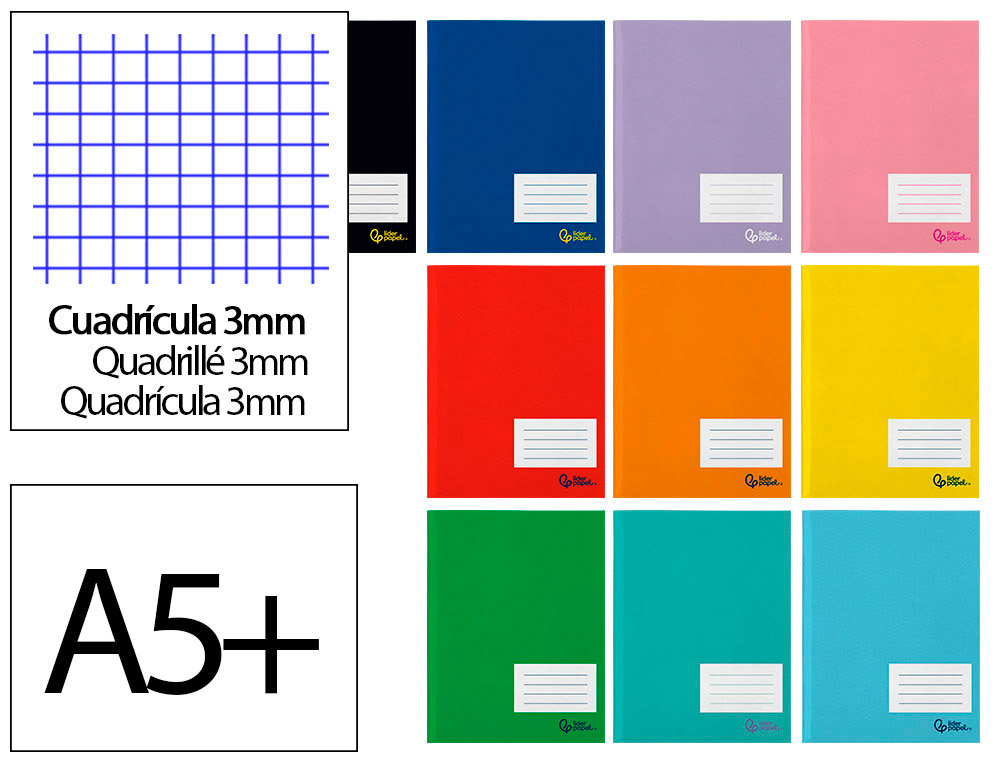 LIBRETA LIDERPAPEL SMART A5 PLUS 32 HOJAS 75GR CUADRO 3MM CON MARGEN COLORES SURTIDOS