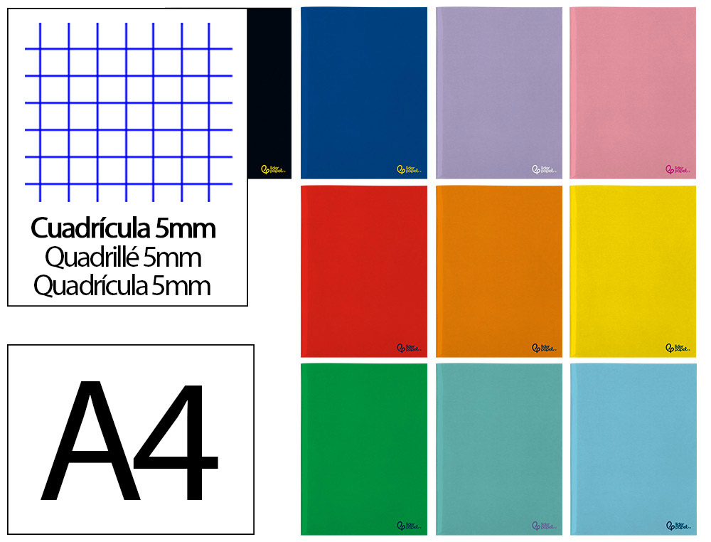 LIBRETA LIDERPAPEL SMART A4 48 HOJAS 75G/M2 CUADRO 5MM CON MARGEN COLORES SURTIDOS