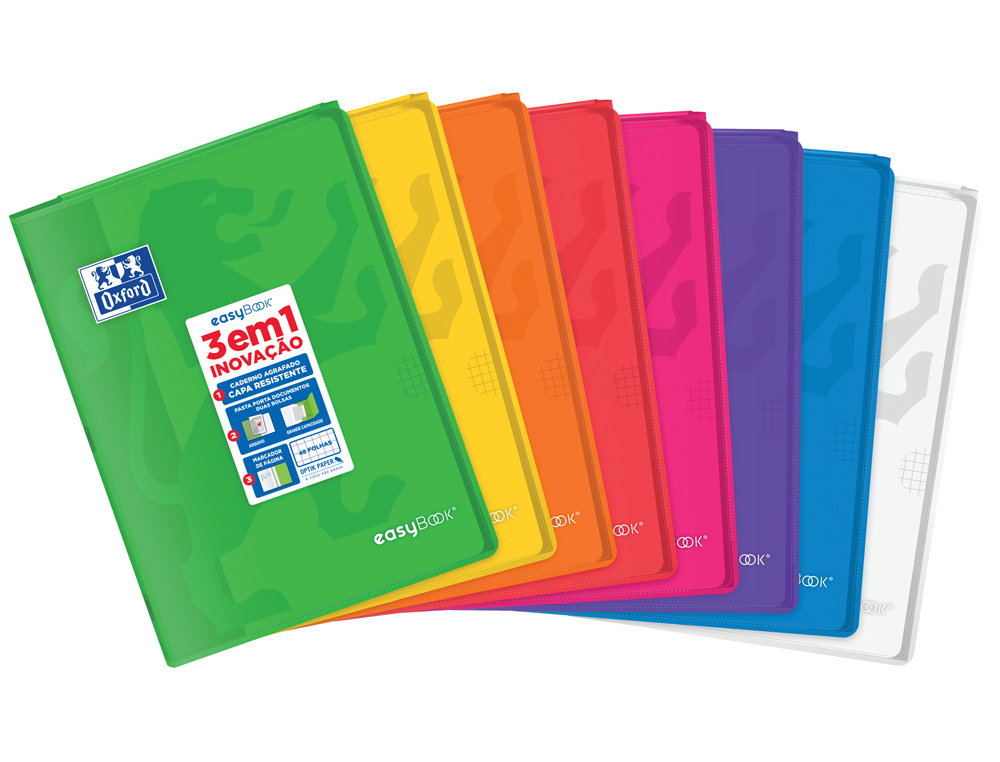 LIBRETA ESCOLAR OXFORD EASYBOOK TAPA PLASTICO DIN A4 48 HOJAS CUADRO 5 MM COLORES SURTIDOS