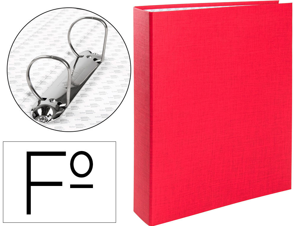 CARPETA DE 2 ANILLAS 40MM MIXTAS LIDERPAPEL FOLIO CARTON FORRADO PAPER COAT PLASTICO COLOR ROJO