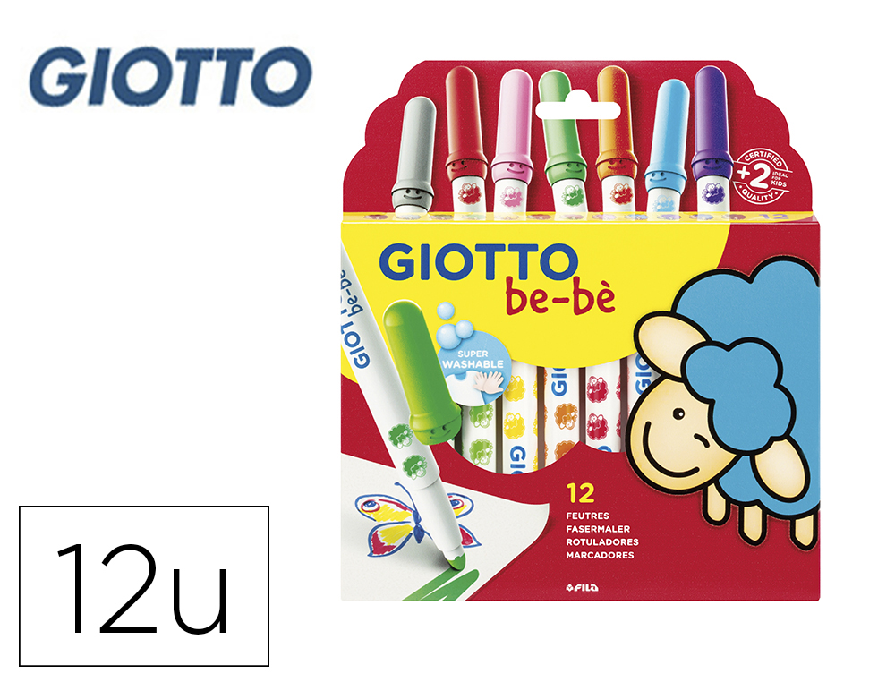 ROTULADOR GIOTTO SUPER BEBE CAJA DE 12 UNIDADES COLORES SURTIDOS