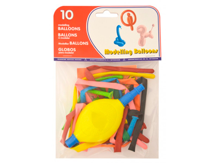 GLOBO 100% LATEX BIODEGRADABLE PARA MODELAR + INFLADOR BOLSA DE 10 UNIDADES