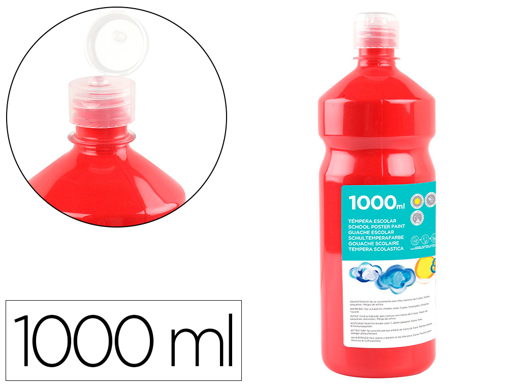 TEMPERA LIQUIDA LIDERPAPEL ESCOLAR 1000 ML ROJO