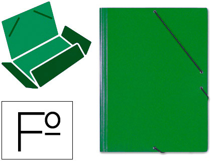 CARPETA SARO GOMAS TRES SOLAPAS CARTON FOLIO COLOR VERDE