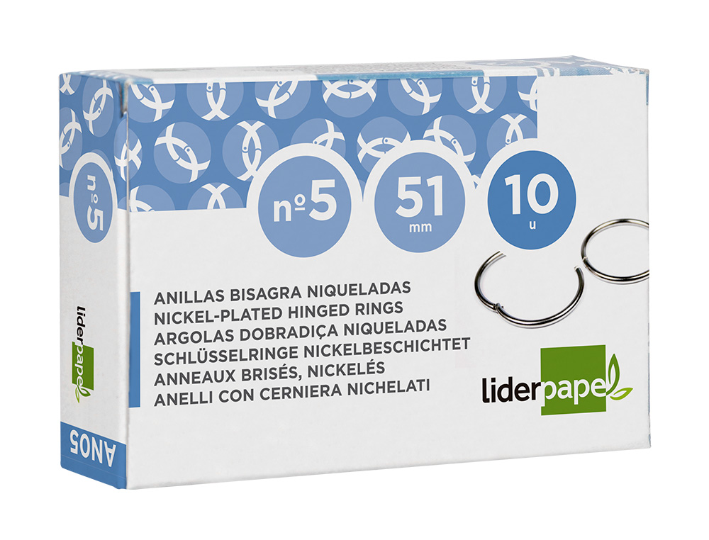 ANILLA BISAGRA LIDERPAPEL NIQUELADA N.5 DIAMETRO 51 MM CAJA DE 10 UNIDADES