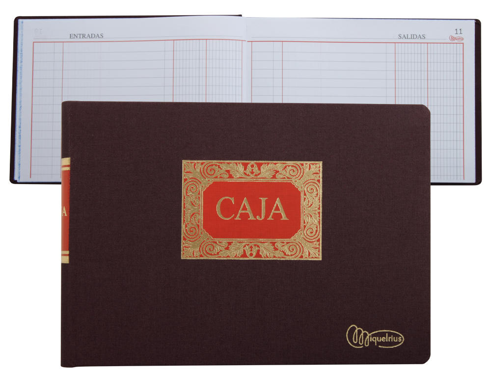 LIBRO MIQUELRIUS CUARTO APAISADO 100 HOJAS CAJA ENTRADA Y SALIDA