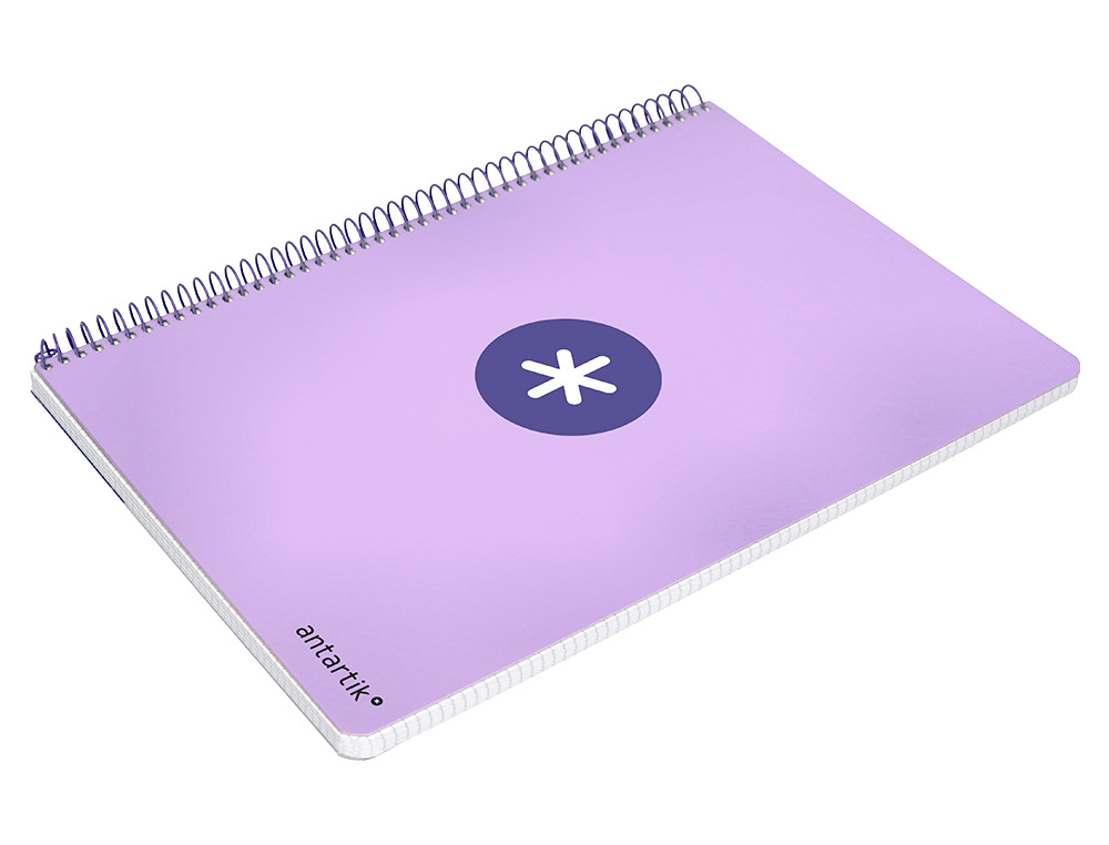 CUADERNO ESPIRAL ANTARTIK A4 MICRO TAPA DURA 80H 100 GR CUADRO 5 MM SIN BANDAS 4 TALADROS COLOR LAVANDA