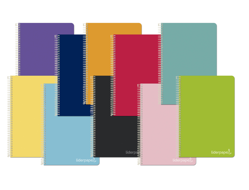 CUADERNO ESPIRAL LIDERPAPEL CUARTO WITTY TAPA DURA 80H 75GR CUADRO 6MM CON MARGEN COLORES SURTIDOS