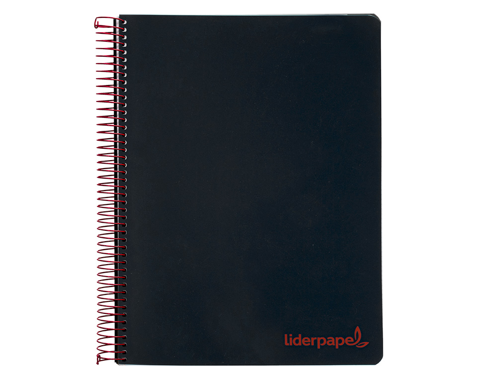 CUADERNO ESPIRAL LIDERPAPEL A4 MICRO WONDER TAPA PLASTICO 120H 90 GR CUADRO 5MM 5 BANDAS 4 TALADROS COLOR NEGRO