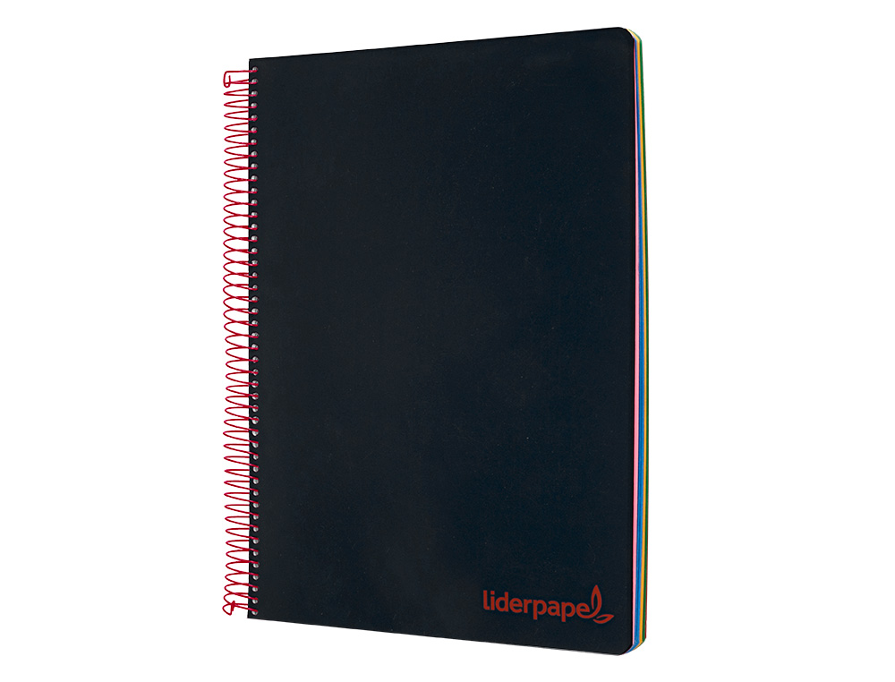 CUADERNO ESPIRAL LIDERPAPEL A4 MICRO WONDER TAPA PLASTICO 120H 90 GR CUADRO 5MM 5 BANDAS 4 TALADROS COLOR NEGRO
