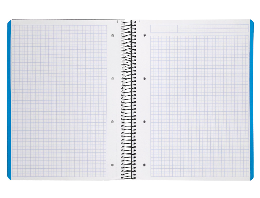 CUADERNO ESPIRAL LIDERPAPEL A4 MICRO WONDER TAPA PLASTICO 120H 90 GR CUADRO 5MM 5 BANDAS 4 TALADROS COLOR NEGRO