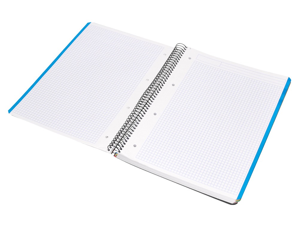 CUADERNO ESPIRAL LIDERPAPEL A4 MICRO WONDER TAPA PLASTICO 120H 90 GR CUADRO 5MM 5 BANDAS 4 TALADROS COLOR NEGRO