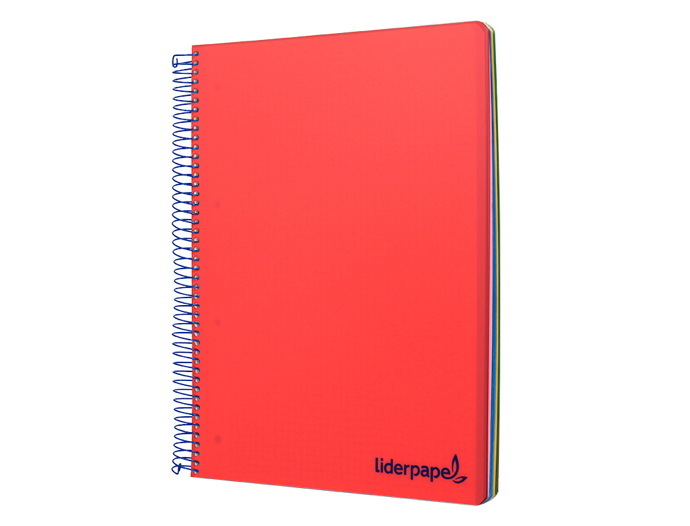 CUADERNO ESPIRAL LIDERPAPEL A4 MICRO WONDER TAPA PLASTICO 120H 90 GR CUADRO 5MM 5 BANDAS 4 TALADROS COLOR ROJO