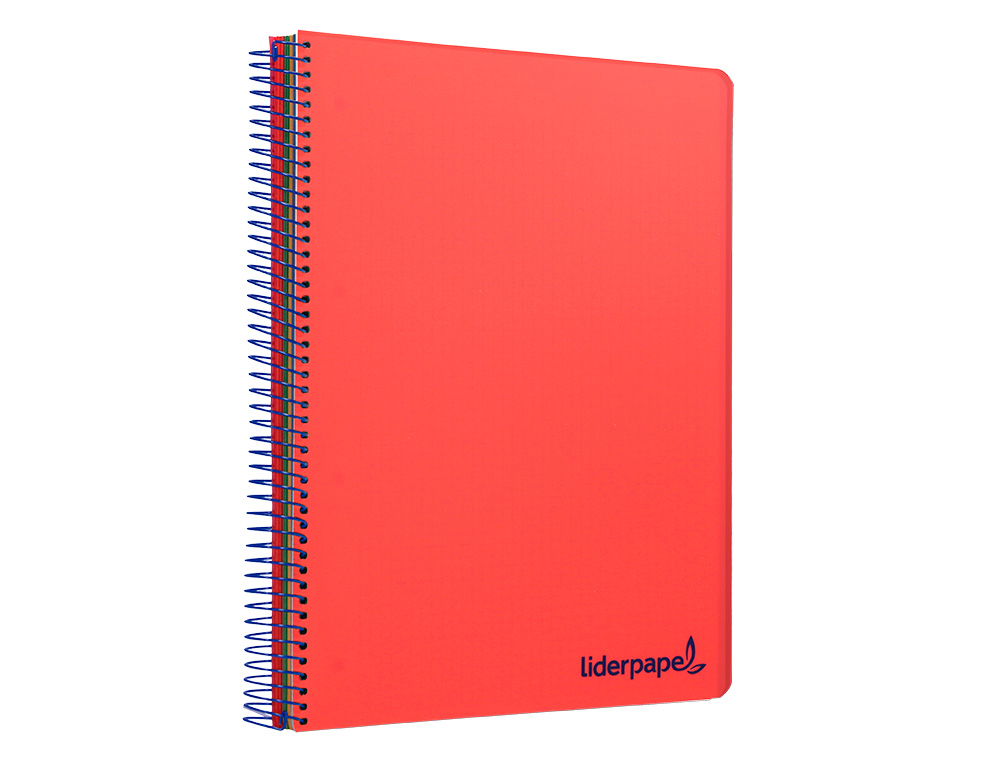 CUADERNO ESPIRAL LIDERPAPEL A4 MICRO WONDER TAPA PLASTICO 120H 90 GR CUADRO 5MM 5 BANDAS 4 TALADROS COLOR ROJO