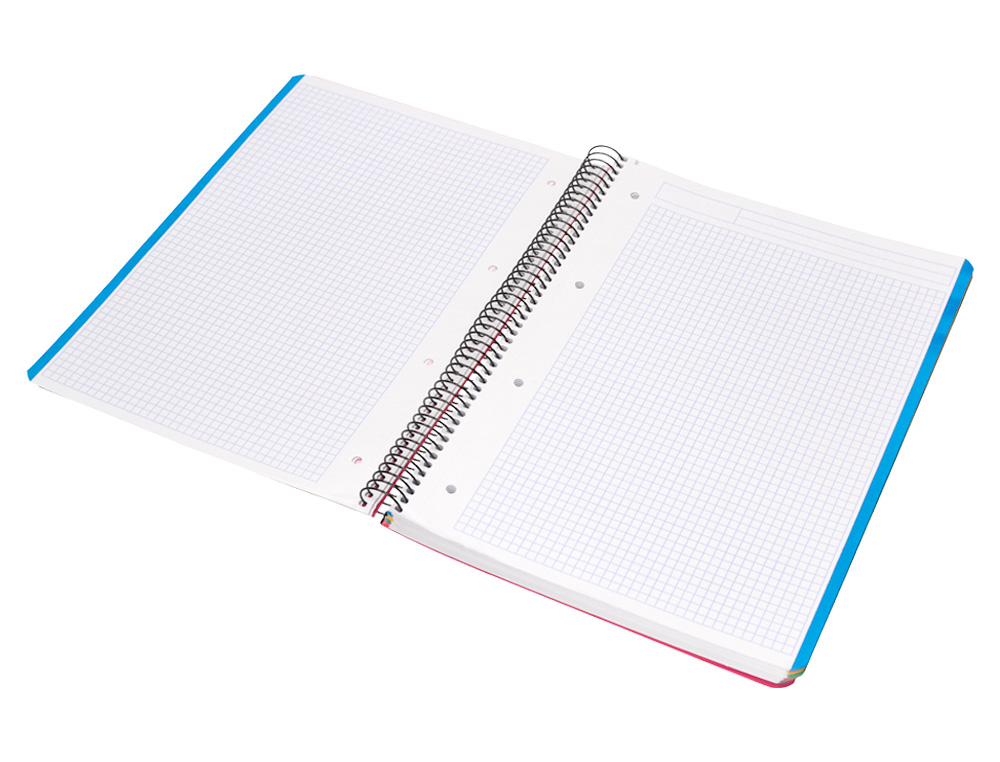 CUADERNO ESPIRAL LIDERPAPEL A4 MICRO WONDER TAPA PLASTICO 120H 90 GR CUADRO 5MM 5 BANDAS 4 TALADROS COLOR ROJO