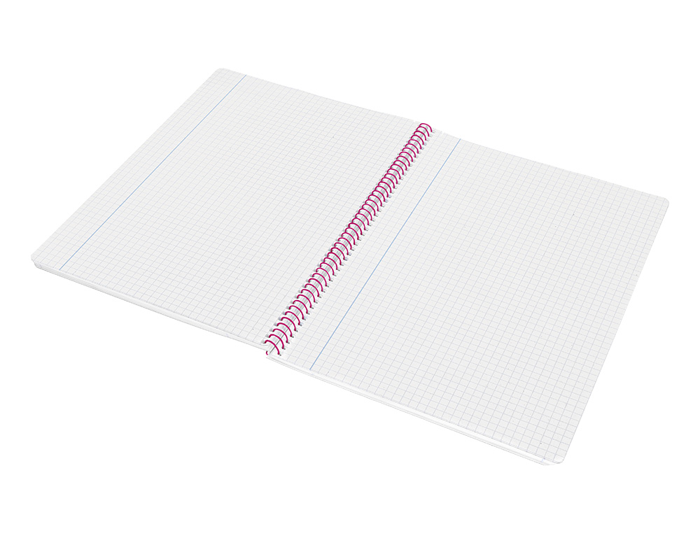 CUADERNO ESPIRAL LIDERPAPEL FOLIO WITTY TAPA DURA 80H 75GR CUADRO 4MM CON MARGEN COLOR ROSA