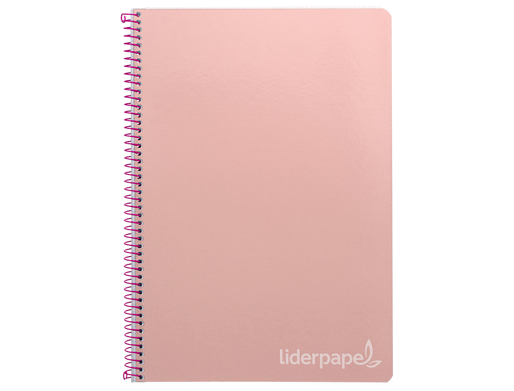 CUADERNO ESPIRAL LIDERPAPEL FOLIO WITTY TAPA DURA 80H 75GR CUADRO 4MM CON MARGEN COLOR ROSA