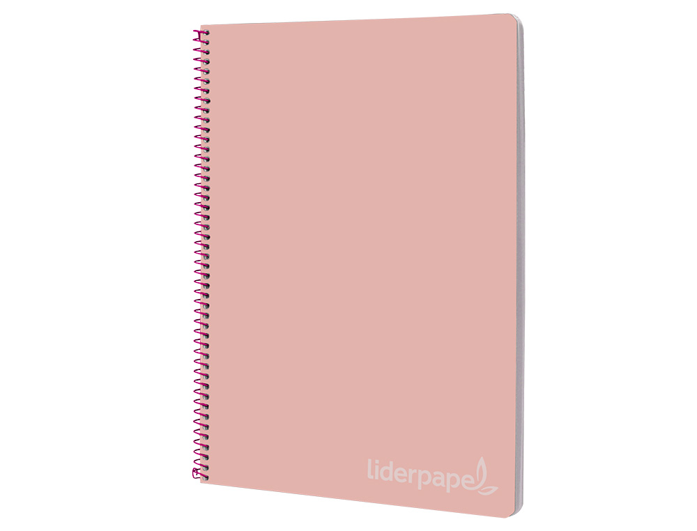 CUADERNO ESPIRAL LIDERPAPEL FOLIO WITTY TAPA DURA 80H 75GR CUADRO 4MM CON MARGEN COLOR ROSA