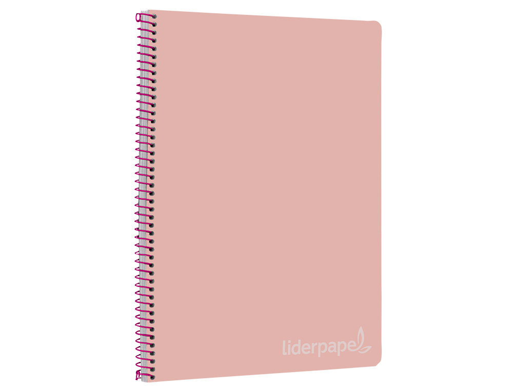 CUADERNO ESPIRAL LIDERPAPEL FOLIO WITTY TAPA DURA 80H 75GR CUADRO 4MM CON MARGEN COLOR ROSA