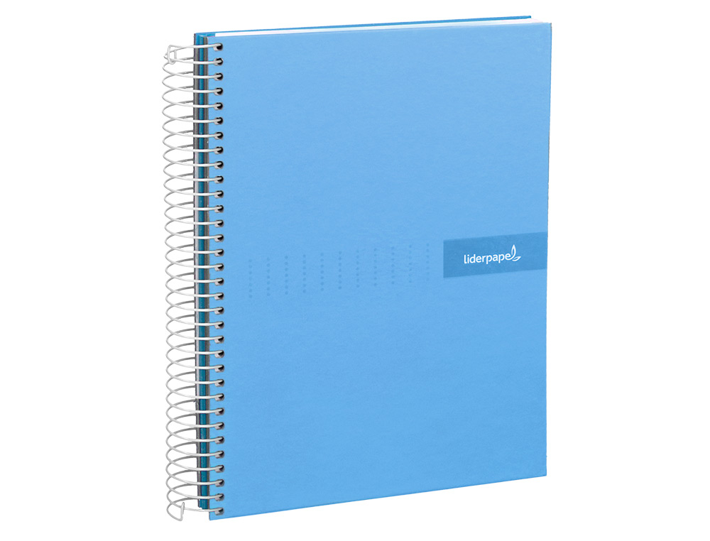 CUADERNO ESPIRAL LIDERPAPEL A4 MICRO CRAFTY TAPA FORRADA 120H 90GR CUADRO 5MM 5 BANDAS 4 COLORES CELESTE