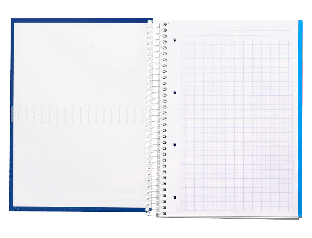CUADERNO ESPIRAL LIDERPAPEL A4 MICRO CRAFTY TAPA FORRADA 120H 90GR CUADRO 5MM 5 BANDAS 4 COLORES COLOR AZUL