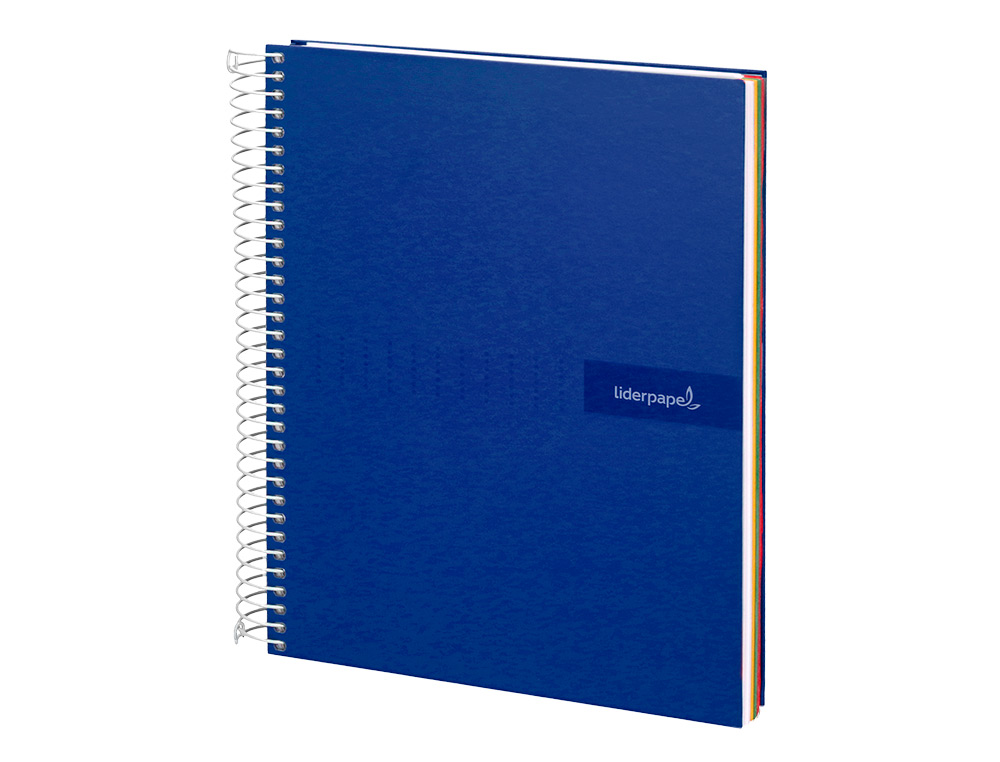 CUADERNO ESPIRAL LIDERPAPEL A4 MICRO CRAFTY TAPA FORRADA 120H 90GR CUADRO 5MM 5 BANDAS 4 COLORES COLOR AZUL
