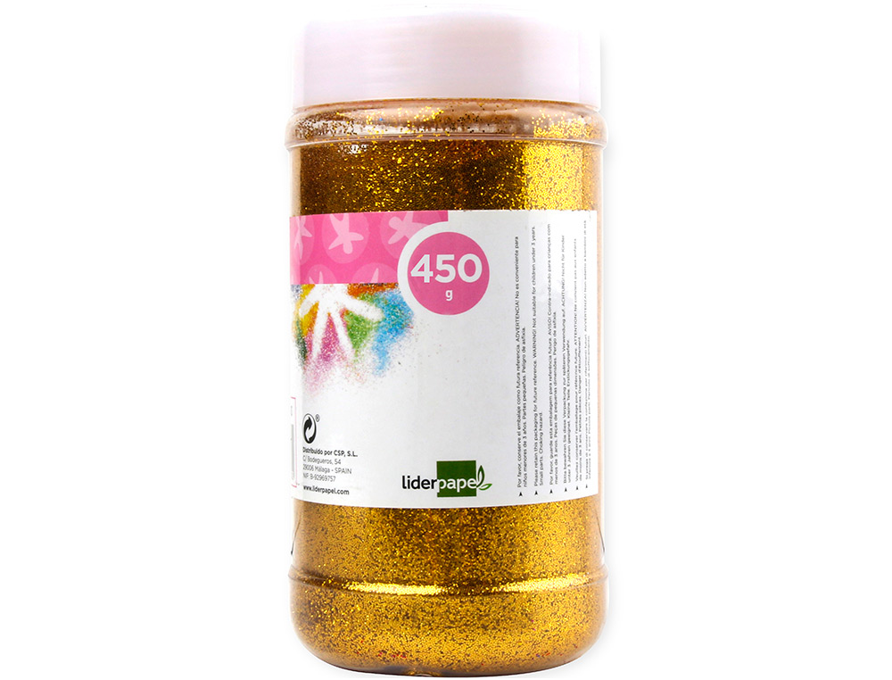 PURPURINA LIDERPAPEL FANTASIA COLOR ORO METALIZADO BOTE DE 450 GR