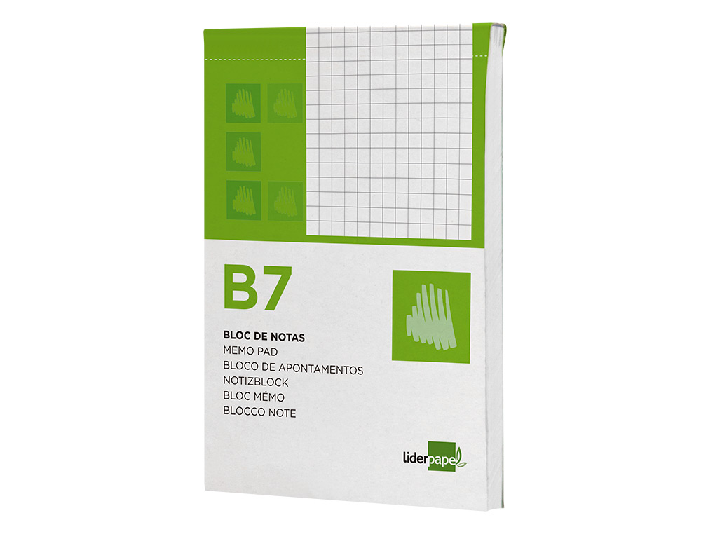 BLOC NOTAS LIDERPAPEL CUADRO 4MM B7 80 HOJAS 60G/M2 PERFORADO