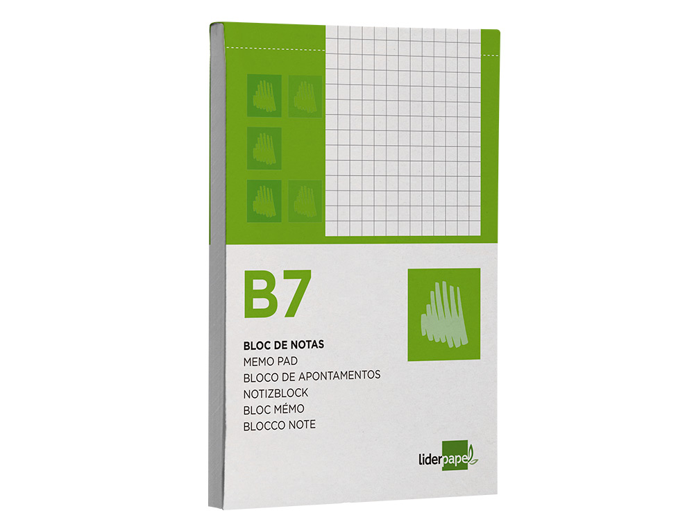 BLOC NOTAS LIDERPAPEL CUADRO 4MM B7 80 HOJAS 60G/M2 PERFORADO