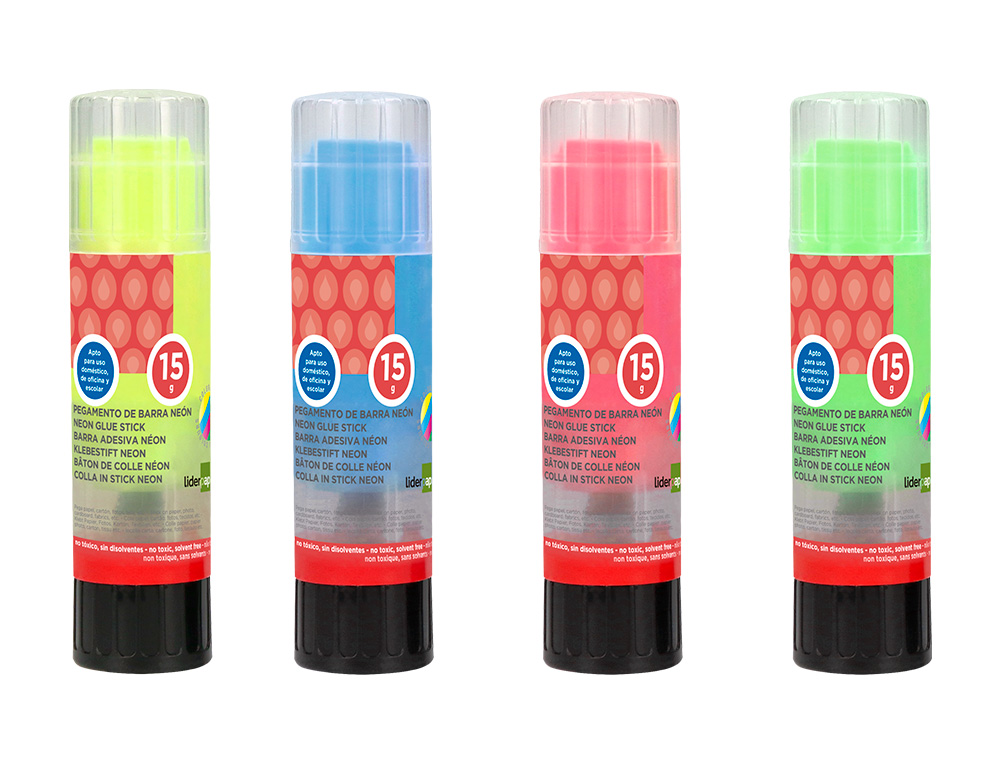 PEGAMENTO LIDERPAPEL EN BARRA 15 GR TRAZO MAGICO COLOR NEON SURTIDO UNIDAD