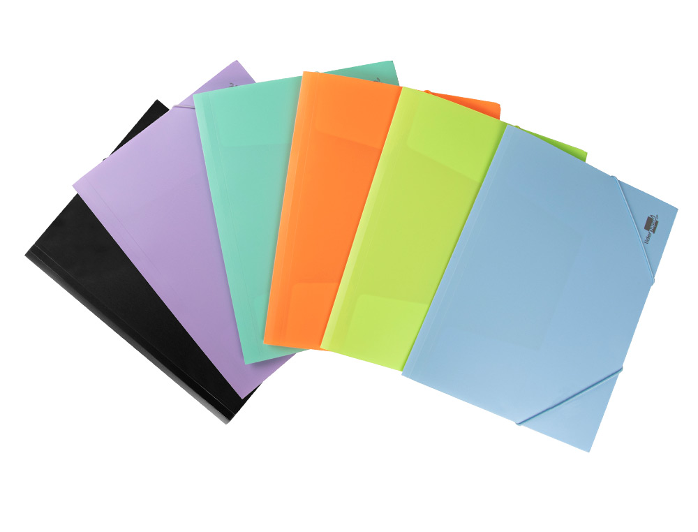 CARPETA LIDERPAPEL GOMAS SOLAPAS POLIPROPILENO DIN A4 CELESTE OPACO