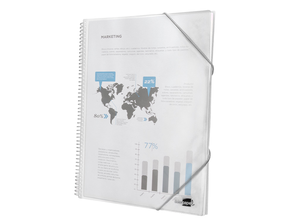 CARPETA LIDERPAPEL ESCAPARATE CON ESPIRAL 60 FUNDAS POLIPROPILENO DIN A4 TRANSPARENTE