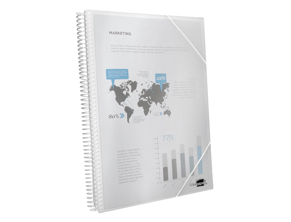 CARPETA LIDERPAPEL ESCAPARATE CON ESPIRAL 60 FUNDAS POLIPROPILENO DIN A4 TRANSPARENTE