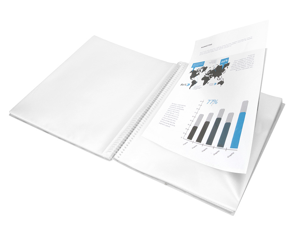 CARPETA LIDERPAPEL ESCAPARATE CON ESPIRAL 60 FUNDAS POLIPROPILENO DIN A4 TRANSPARENTE
