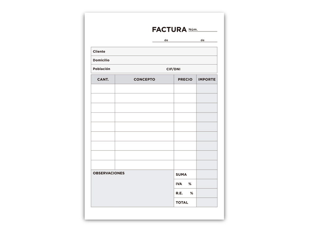 TALONARIO LIDERPAPEL FACTURAS 8º ORIGINAL Y COPIA T200 CON I.V.A