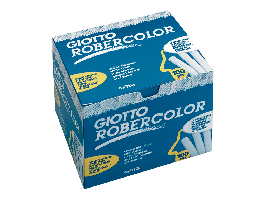 TIZA BLANCA ANTIPOLVO ROBERCOLOR CAJA DE 100 UNIDADES