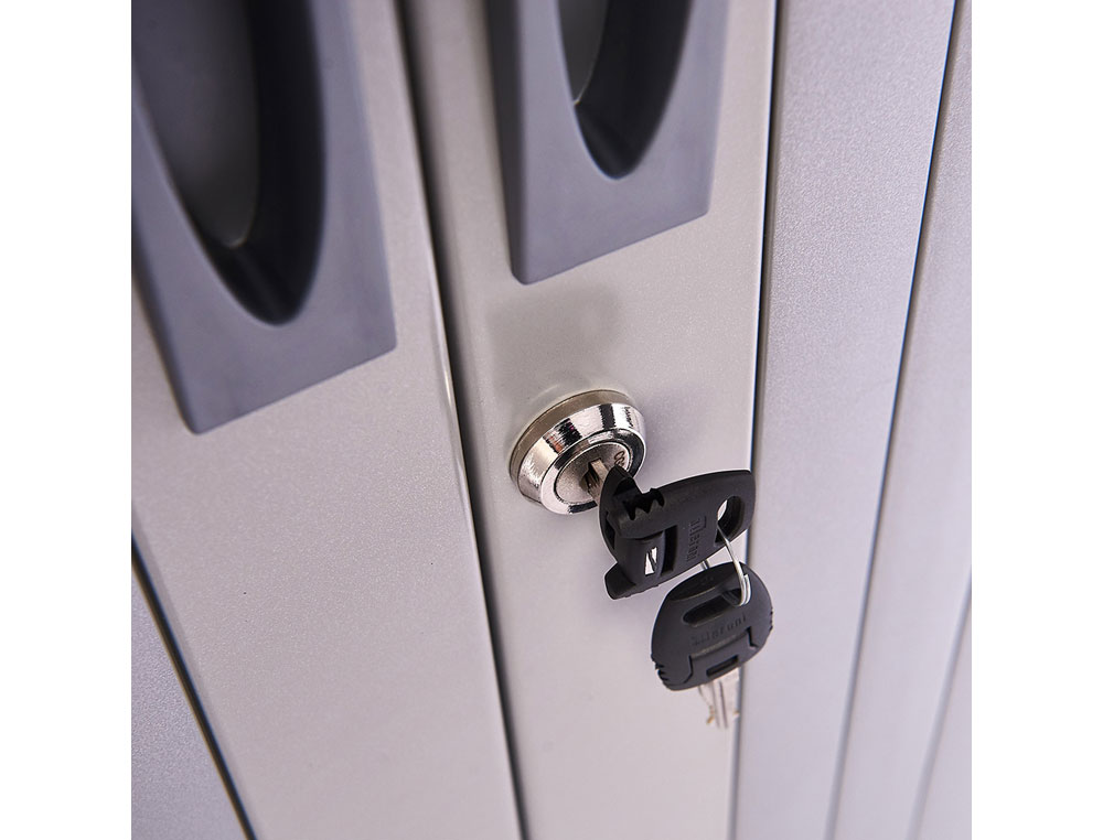 ARMARIO METALICO ROCADA DOS PUERTAS TIPO PERSIANA CON DOS BALDAS SERIE STORE 105X80X45 CM ACABADO GRIS/GRIS